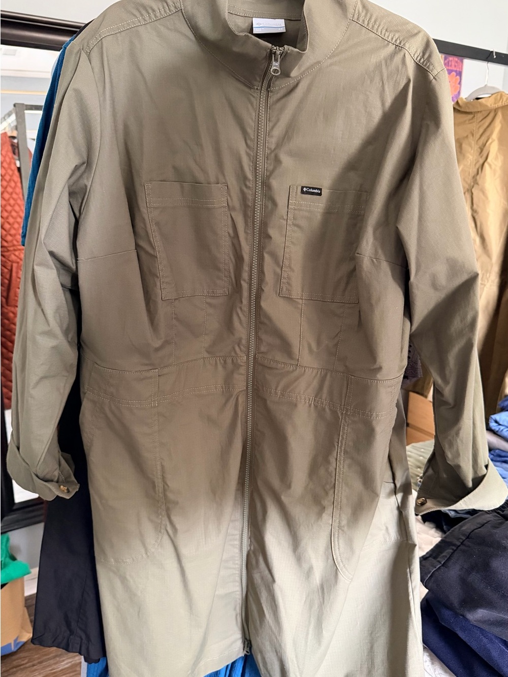 Columbia Women’s Olive Green Zip-Front Utility Jacket/Dress- 2x